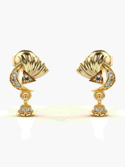 Valanova - Sterling Silver Plated with Yellow Gold and Certified Lab Grown Diamond 0.11 Cts Earrings