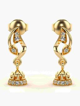 Valanova - Sterling Silver Plated with Yellow Gold and Certified Lab Grown Diamond 0.12 Cts Earrings