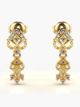 Valanova - Sterling Silver Plated with Yellow Gold and Certified Lab Grown Diamond 0.18 Cts Earrings
