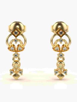 Valanova - Sterling Silver Plated with Yellow Gold and Certified Lab Grown Diamond 0.10 Cts Earrings