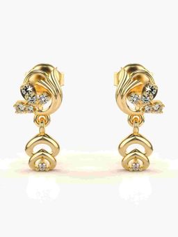 Valanova - Sterling Silver Plated with Yellow Gold and Certified Lab Grown Diamond 0.13 Cts Earrings