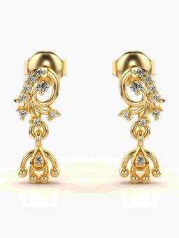 Valanova - Sterling Silver Plated with Yellow Gold and Certified Lab Grown Diamond 0.13 Cts Earrings