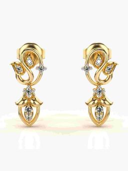 Valanova - Sterling Silver Plated with Yellow Gold and Certified Lab Grown Diamond 0.11 Cts Earrings