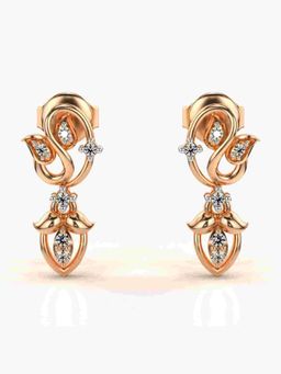 Valanova - Sterling Silver Plated with Rose Gold and Certified Lab Grown Diamond 0.11 Cts Earrings