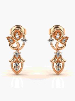 Valanova - Sterling Silver Plated with Rose Gold and Certified Lab Grown Diamond 0.21 Cts Earrings