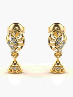 Valanova - Sterling Silver Plated with Yellow Gold and Certified Lab Grown Diamond 0.15 Cts Earrings