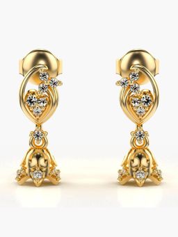 Valanova - Sterling Silver Plated with Yellow Gold and Certified Lab Grown Diamond 0.18 Cts Earrings