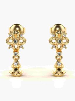 Valanova - Sterling Silver Plated with Yellow Gold and Certified Lab Grown Diamond 0.14 Cts Earrings