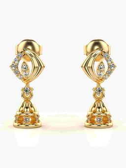 Valanova - Sterling Silver Plated with Yellow Gold and Certified Lab Grown Diamond 0.18 Cts Earrings