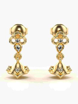 Valanova - Sterling Silver Plated with Yellow Gold and Certified Lab Grown Diamond 0.13 Cts Earrings