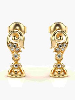 Valanova - Sterling Silver Plated with Yellow Gold and Certified Lab Grown Diamond 0.14 Cts Earrings