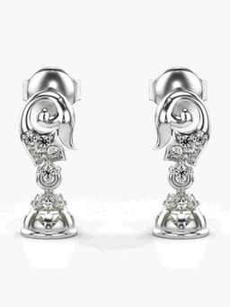 Valanova - Sterling Silver Plated with White Gold and Certified Lab Grown Diamond 0.14 Cts Earrings