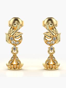 Valanova - Sterling Silver Plated with Yellow Gold and Certified Lab Grown Diamond 0.15 Cts Earrings