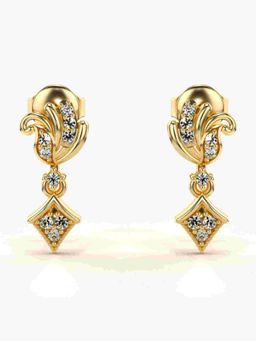 Valanova - Sterling Silver Plated with Yellow Gold and Certified Lab Grown Diamond 0.16 Cts Earrings