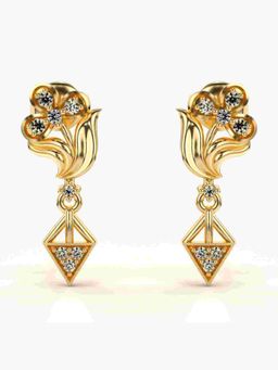 Valanova - Sterling Silver Plated with Yellow Gold and Certified Lab Grown Diamond 0.18 Cts Earrings