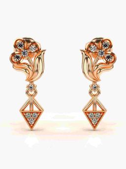 Valanova - Sterling Silver Plated with Rose Gold and Certified Lab Grown Diamond 0.18 Cts Earrings