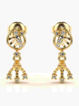 Valanova - Sterling Silver Plated with Yellow Gold and Certified Lab Grown Diamond 0.14 Cts Earrings