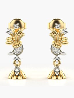 Valanova - Sterling Silver Plated with Yellow Gold and Certified Lab Grown Diamond 0.16 Cts Earrings