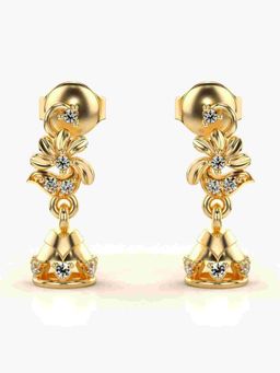 Valanova - Sterling Silver Plated with Yellow Gold and Certified Lab Grown Diamond 0.18 Cts Earrings