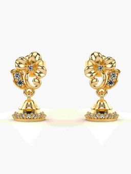 Valanova - Sterling Silver Plated with Yellow Gold and Certified Lab Grown Diamond 0.17 Cts Earrings