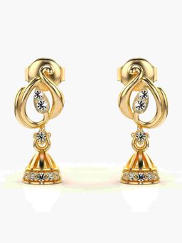 Valanova - Sterling Silver Plated with Yellow Gold and Certified Lab Grown Diamond 0.16 Cts Earrings