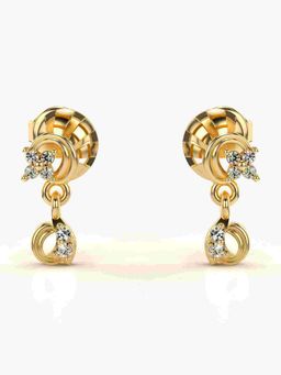 Valanova - Sterling Silver Plated with Yellow Gold and Certified Lab Grown Diamond 0.11 Cts Earrings