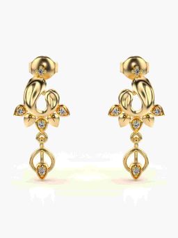 Valanova - Sterling Silver Plated with Yellow Gold and Certified Lab Grown Diamond 0.12 Cts Earrings