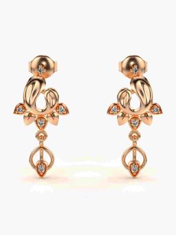Valanova - Sterling Silver Plated with Rose Gold and Certified Lab Grown Diamond 0.12 Cts Earrings