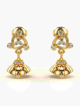 Valanova - Sterling Silver Plated with Yellow Gold and Certified Lab Grown Diamond 0.16 Cts Earrings