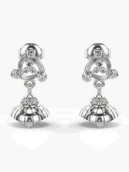 Valanova - Sterling Silver Plated with White Gold and Certified Lab Grown Diamond 0.16 Cts Earrings