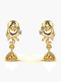 Valanova - Sterling Silver Plated with Yellow Gold and Certified Lab Grown Diamond 0.09 Cts Earrings