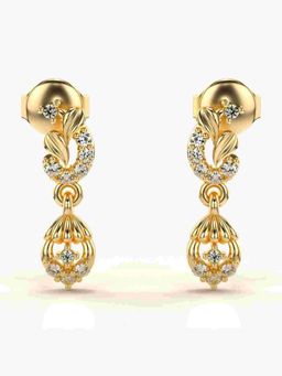 Valanova - Sterling Silver Plated with Yellow Gold and Certified Lab Grown Diamond 0.15 Cts Earrings