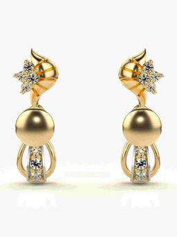 Valanova - Sterling Silver Plated with Yellow Gold and Certified Lab Grown Diamond 0.16 Cts Earrings