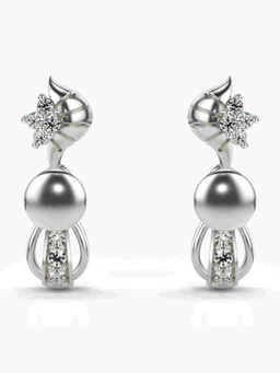 Valanova - Sterling Silver Plated with White Gold and Certified Lab Grown Diamond 0.16 Cts Earrings