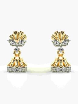Valanova - Sterling Silver Plated with Yellow Gold and Certified Lab Grown Diamond 0.17 Cts Earrings