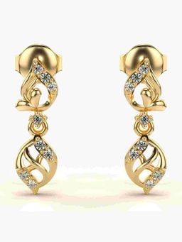 Valanova - Sterling Silver Plated with Yellow Gold and Certified Lab Grown Diamond 0.12 Cts Earrings