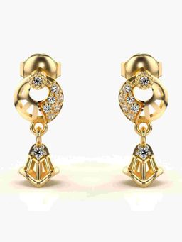 Valanova - Sterling Silver Plated with Yellow Gold and Certified Lab Grown Diamond 0.16 Cts Earrings