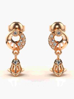 Valanova - Sterling Silver Plated with Rose Gold and Certified Lab Grown Diamond 0.16 Cts Earrings