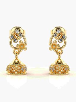 Valanova - Sterling Silver Plated with Yellow Gold and Certified Lab Grown Diamond 0.14 Cts Earrings