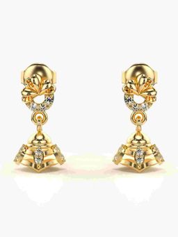 Valanova - Sterling Silver Plated with Yellow Gold and Certified Lab Grown Diamond 0.19 Cts Earrings