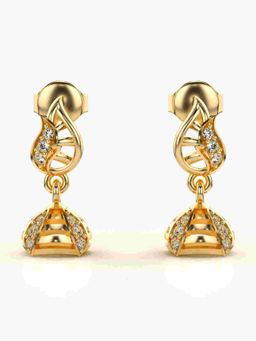 Valanova - Sterling Silver Plated with Yellow Gold and Certified Lab Grown Diamond 0.17 Cts Earrings