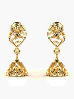 Valanova - Sterling Silver Plated with Yellow Gold and Certified Lab Grown Diamond 0.14 Cts Earrings
