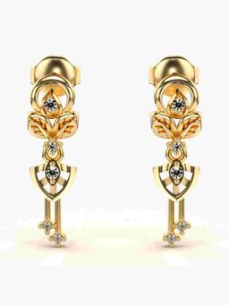 Valanova - Sterling Silver Plated with Yellow Gold and Certified Lab Grown Diamond 0.10 Cts Earrings