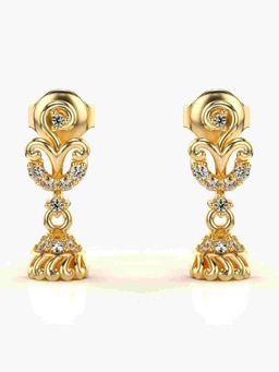 Valanova - Sterling Silver Plated with Yellow Gold and Certified Lab Grown Diamond 0.20 Cts Earrings