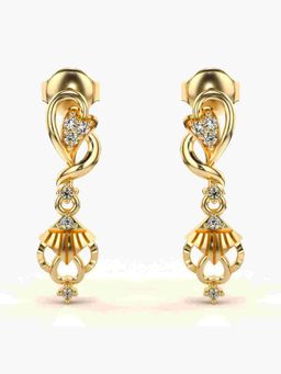 Valanova - Sterling Silver Plated with Yellow Gold and Certified Lab Grown Diamond 0.12 Cts Earrings