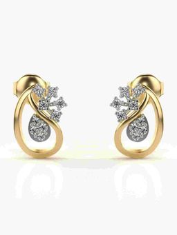 Valanova - Sterling Silver Plated with Yellow Gold and Certified Lab Grown Diamond 0.18 Cts Earrings