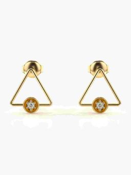 Valanova - Sterling Silver Plated with Yellow Gold and Certified Lab Grown Diamond 0.07 Cts Earrings