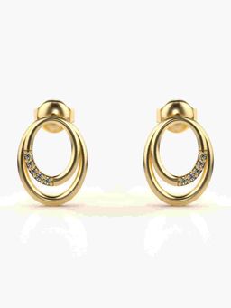 Valanova - Sterling Silver Plated with Yellow Gold and Certified Lab Grown Diamond 0.06 Cts Earrings