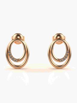 Valanova - Sterling Silver Plated with Rose Gold and Certified Lab Grown Diamond 0.06 Cts Earrings