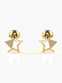 Valanova - Sterling Silver Plated with Yellow Gold and Certified Lab Grown Diamond 0.08 Cts Earrings
